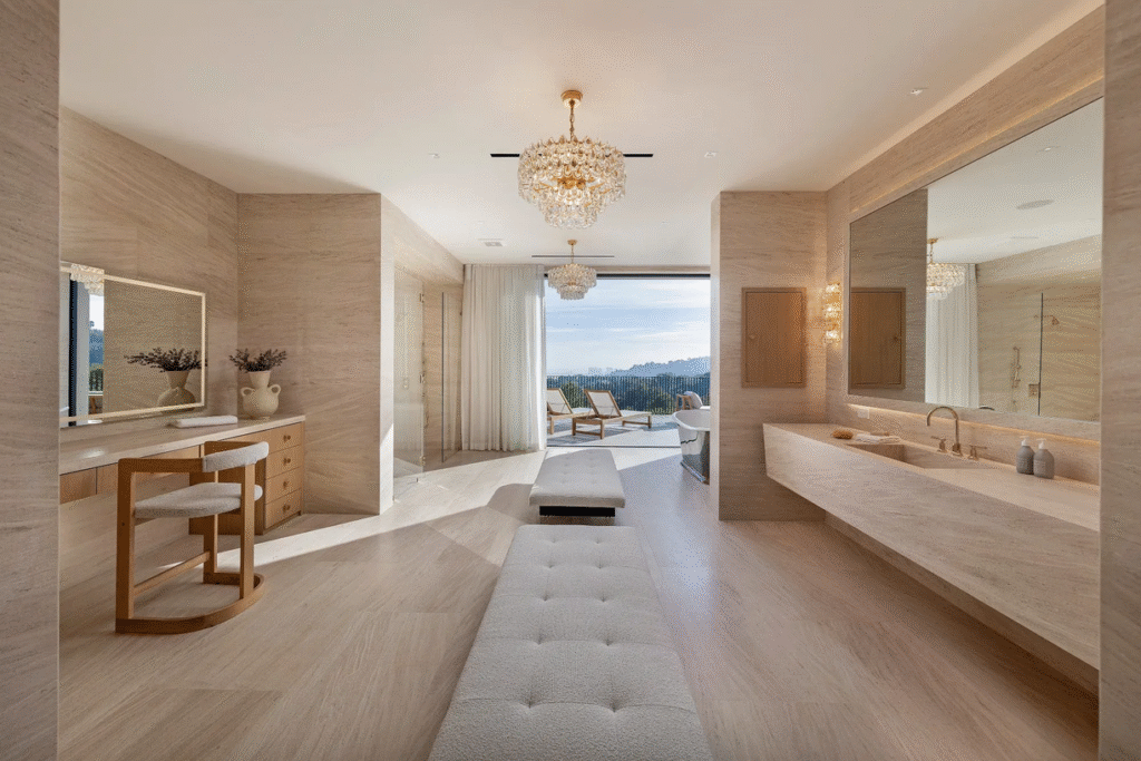 Open concept living room with large view