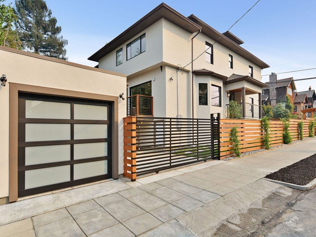 Traditional home exterior with garage door